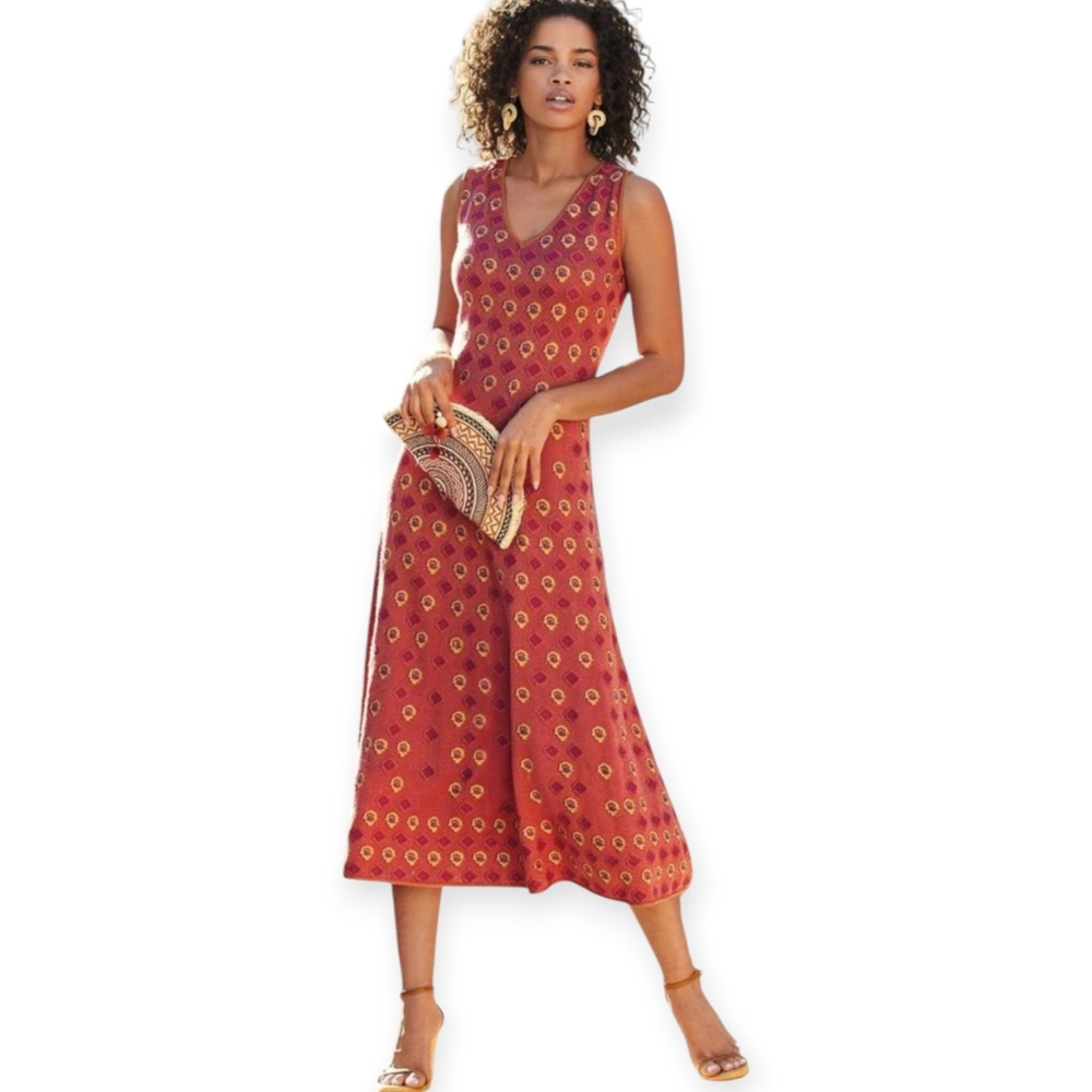 Peruvian Connection Isla Vista Pima Cotton Sleeveless Sundress Women's Size Larg